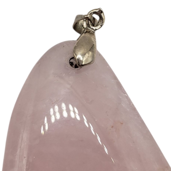 Pink Rose Quartz Teardrop Pendant - Picture 3 of 9